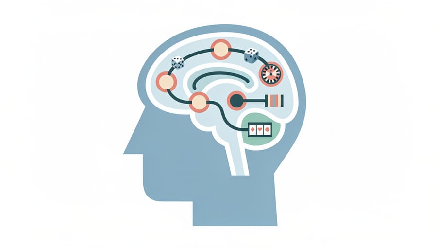 Illuminated brain model showing neural pathways involved in reward processing