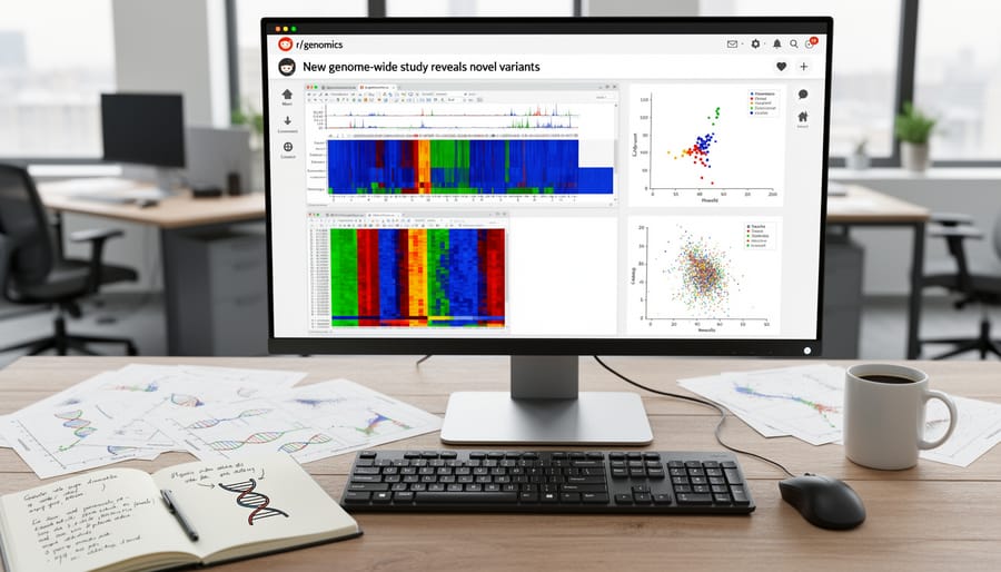 Scientist examining DNA gel electrophoresis results in laboratory