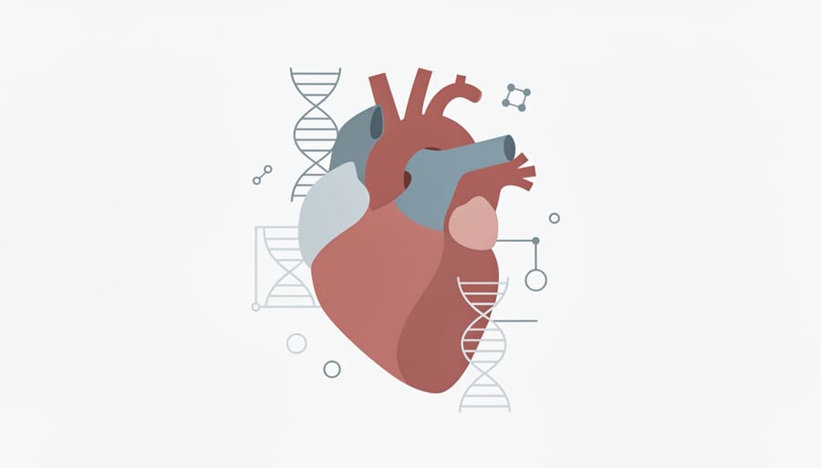 Layered illuminated tissue forming a heart silhouette on a dark desk with blurred lab equipment in the background